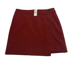 Loft Outlet Women's Copper Mini Skirt Faux Wrap Button Origami Size 6 NWT